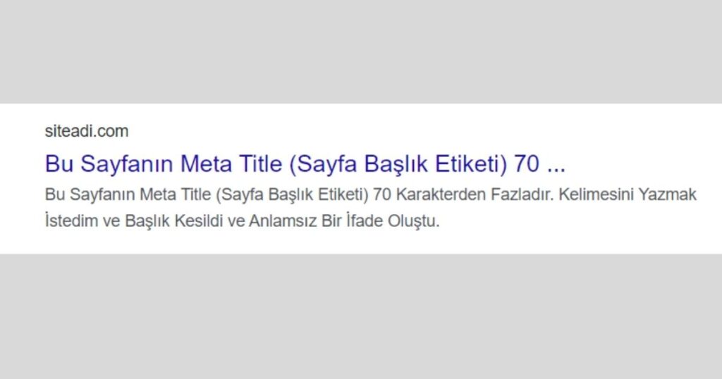 Kötü Bir Sayfa Başlık Kullanımı